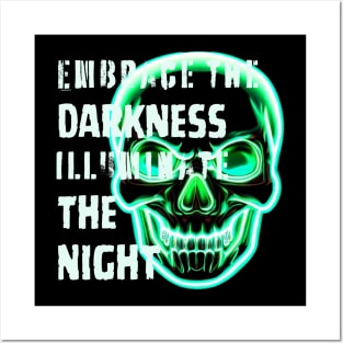 green neon skull quote Posters and Art